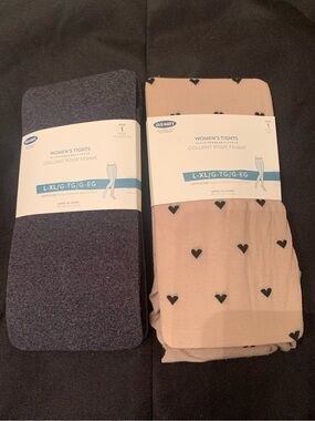 Old Navy Women's Tights — Heather & Tan with Black Hearts NWT
